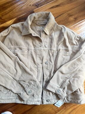 Free People Beige Corduroy Jean Jacket